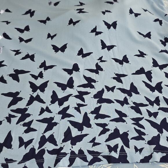 Belle by Kim Gravel Womens Sz 1X Blue Butterfly Stretchy Lace Bell Sleeve Top - Picture 7 of 11